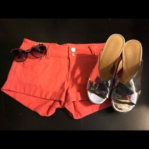 Coral denim shorts 
